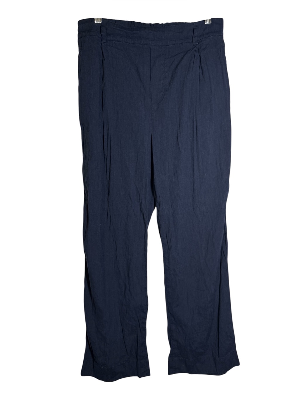 Vince Linen Blend Pull On Wide Leg Pants Navy Blue Size Medium Pleats